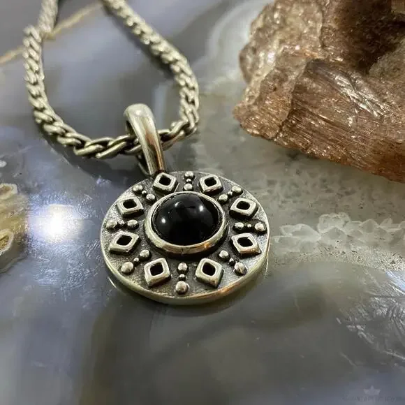 Carolyn Pollack Sterling Onyx Double Sided Decorated Serpent Pendant For Women - Picture 7 of 10